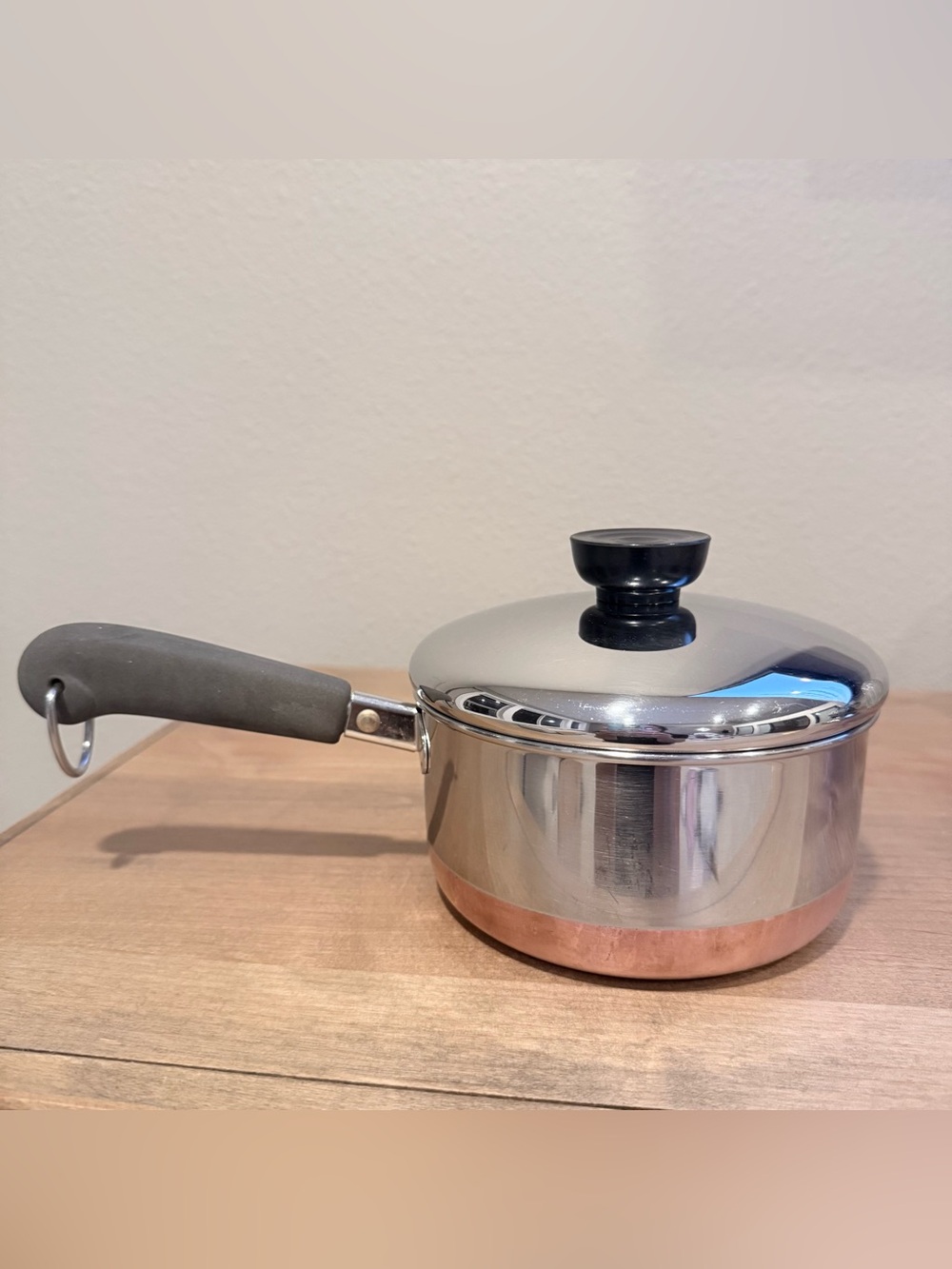 Vintage Revere Ware 1 Qt Copper Bottom Saucepan w/ Lid 1983 Clinton IL USA